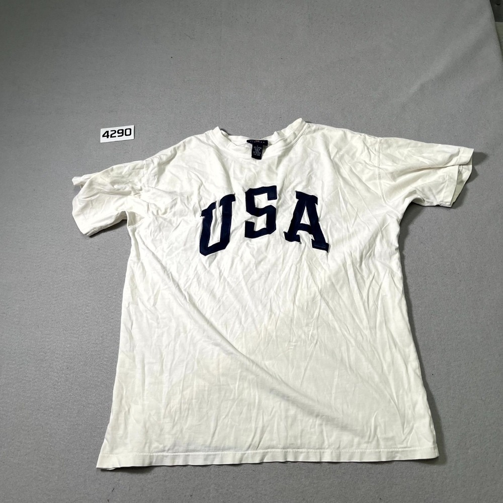 Limited America T Shirt Mens Large‎ White Spellout USA Cotton Crew Neck Casual